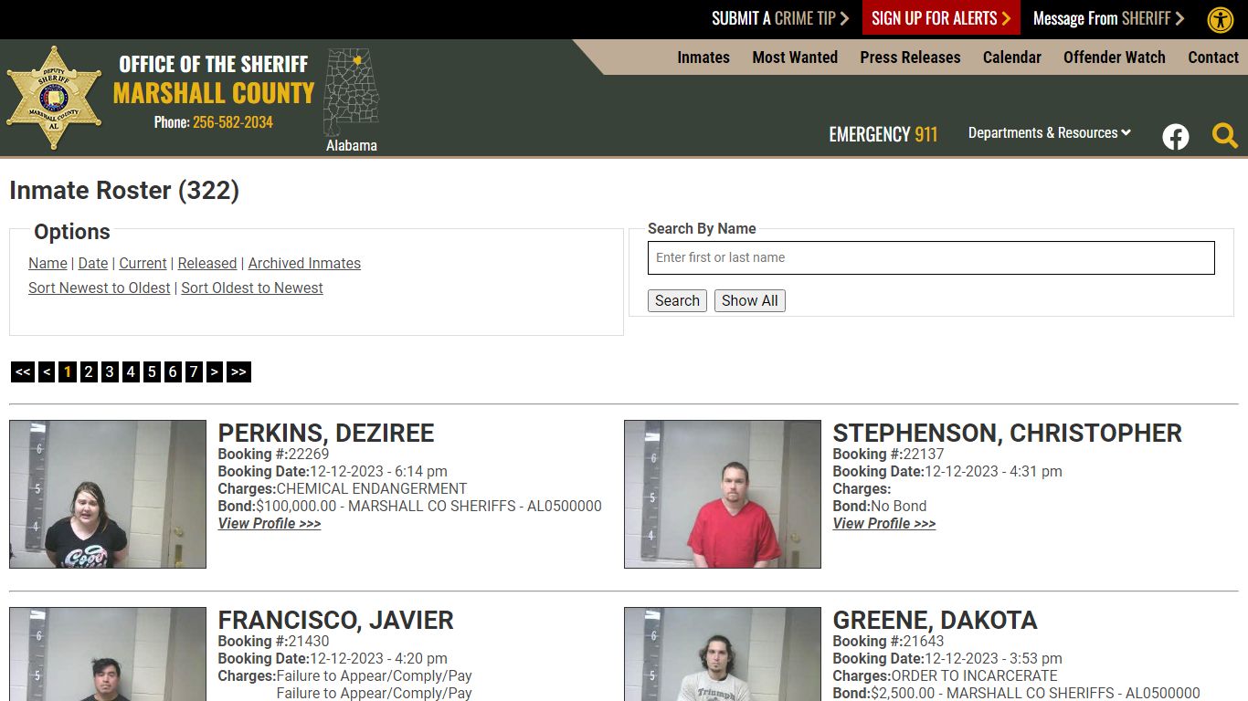 Inmate Roster - Marshall County Sheriff's Office