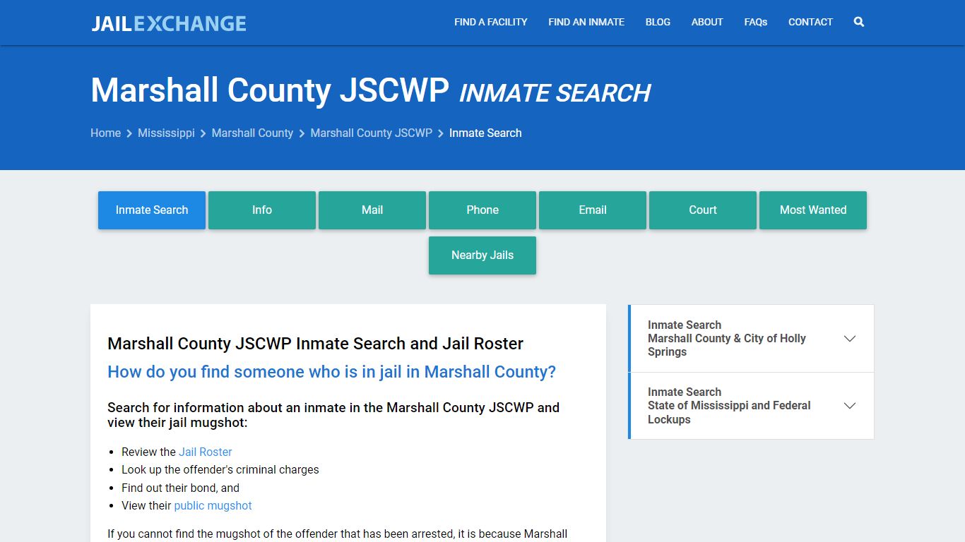Marshall County JSCWP Inmate Search - Jail Exchange